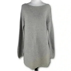 Vince Camuto womens sweater dress size S gray knit dolman lounge boat neck